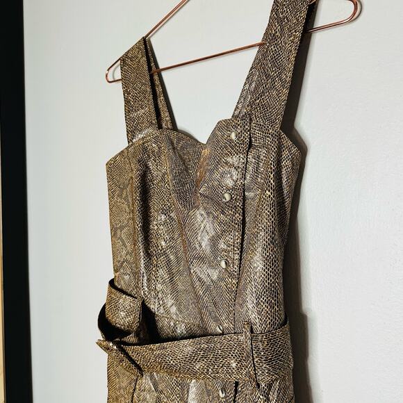 NANUSHKA Lorena Belted Snakeskin Print Vegan Mini Dress Size Small - Picture 12 of 12